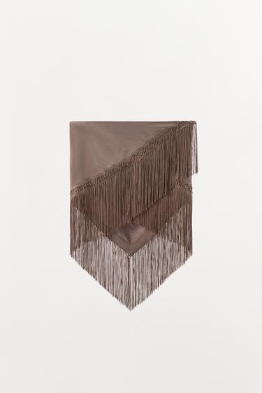 PAÑUELO CON VISCOSA FLECOS - Marrón claro de Zara