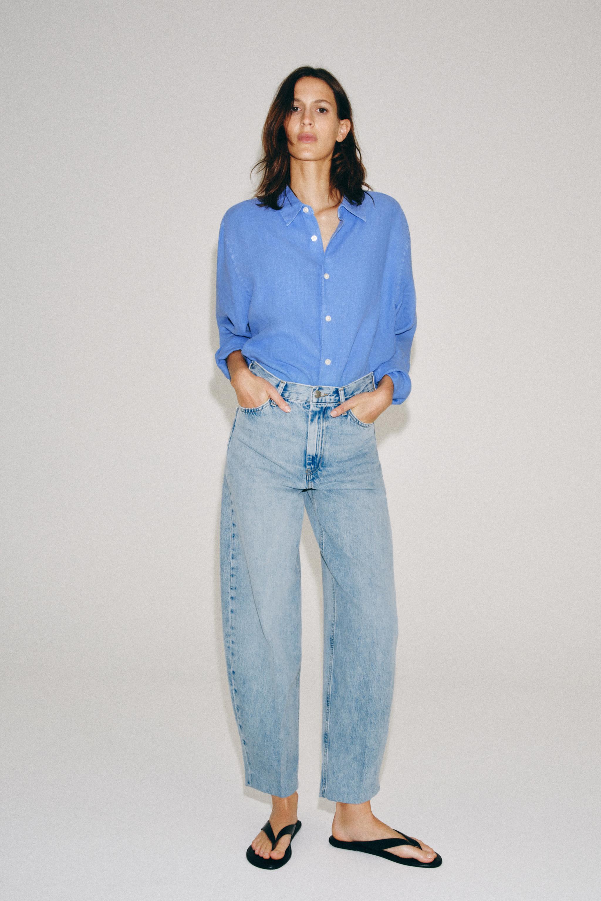ZW COLLECTION テーパードハイウエストデニムパンツ - ライトブルー
