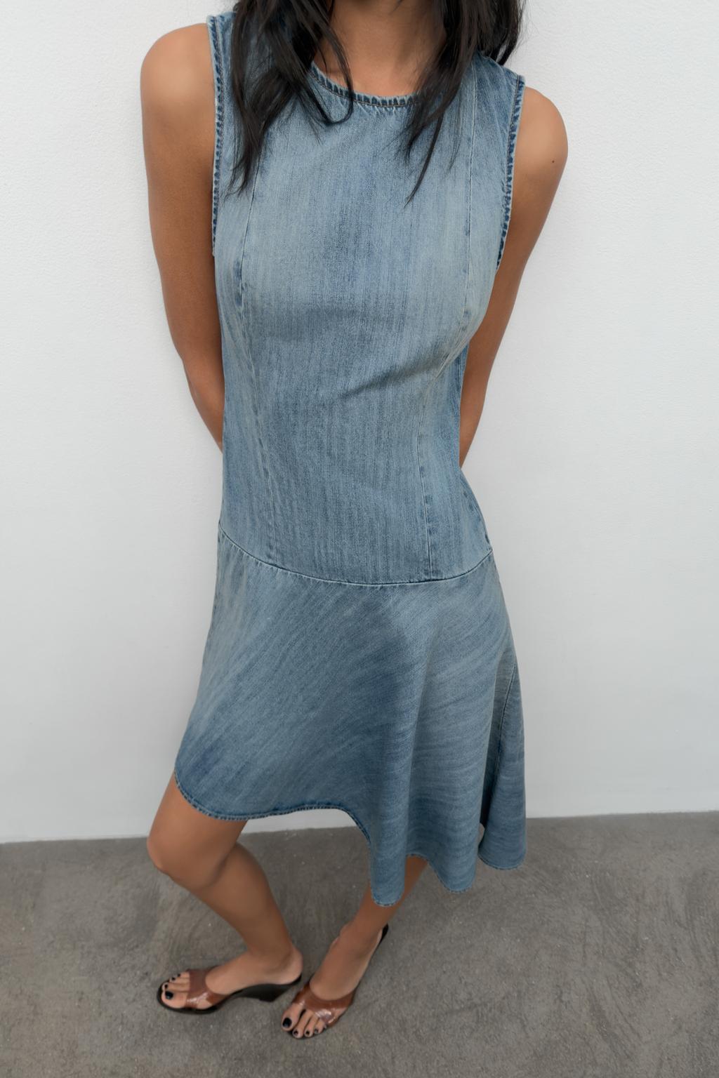 ASYMMETRIC TRF DENIM DRESS - image 2