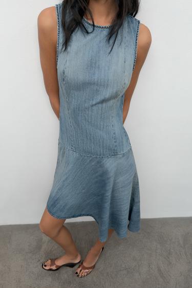ASYMMETRIC TRF DENIM DRESS - Blue by Zara