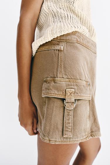JUPE-PANTALON CROISÉE CARGO - Sable de Zara - Image 3