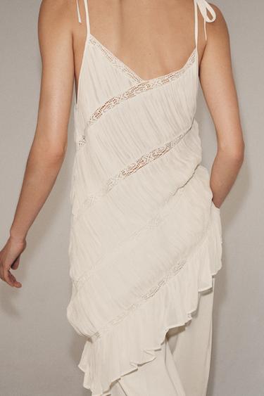 TOP ASYMÉTRIQUE PLIS ZW COLLECTION - Écru de Zara - Image 2