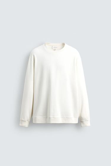 ВАРЕНИЙ СВІТШОТ SOFT З КРУГЛИМ ВИРІЗОМ - Сіровато-бежевий колір Zara