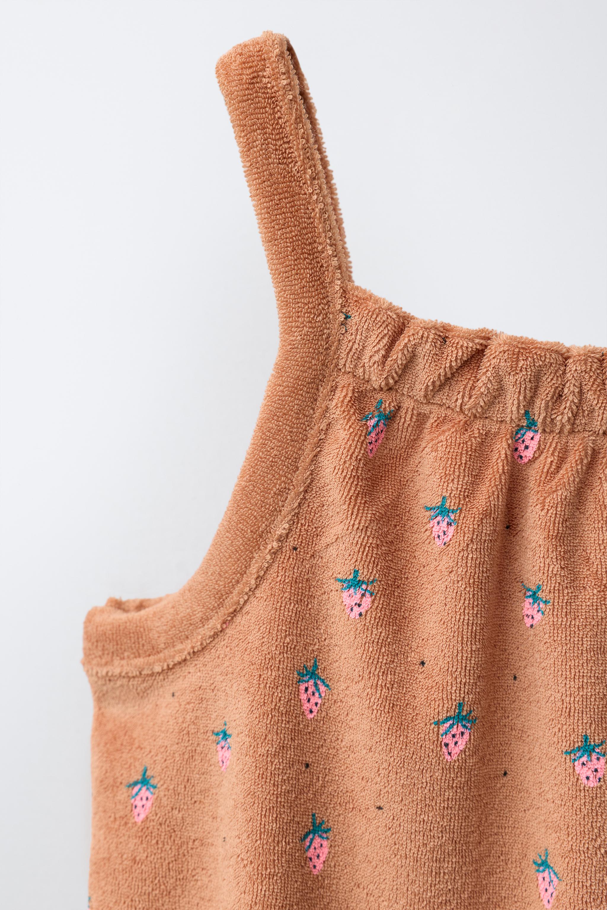 TERRYCLOTH STRAWBERRY SHORT JUMPSUIT - Brick | ZARA United States