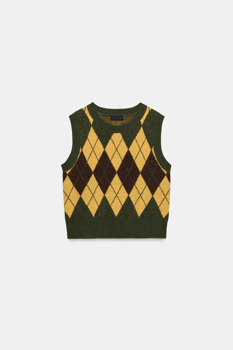 SOFT KNIT ARGYLE VEST