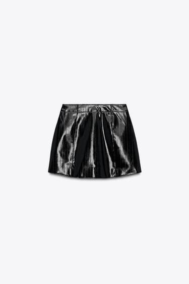 ZW COLLECTION LEATHER EFFECT SHORT SKIRT - Black by Zara - Image 5