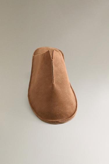 CHAUSSONS OUVERTS À L’ARRIÈRE CUIR - Marron de Zara - Image 5