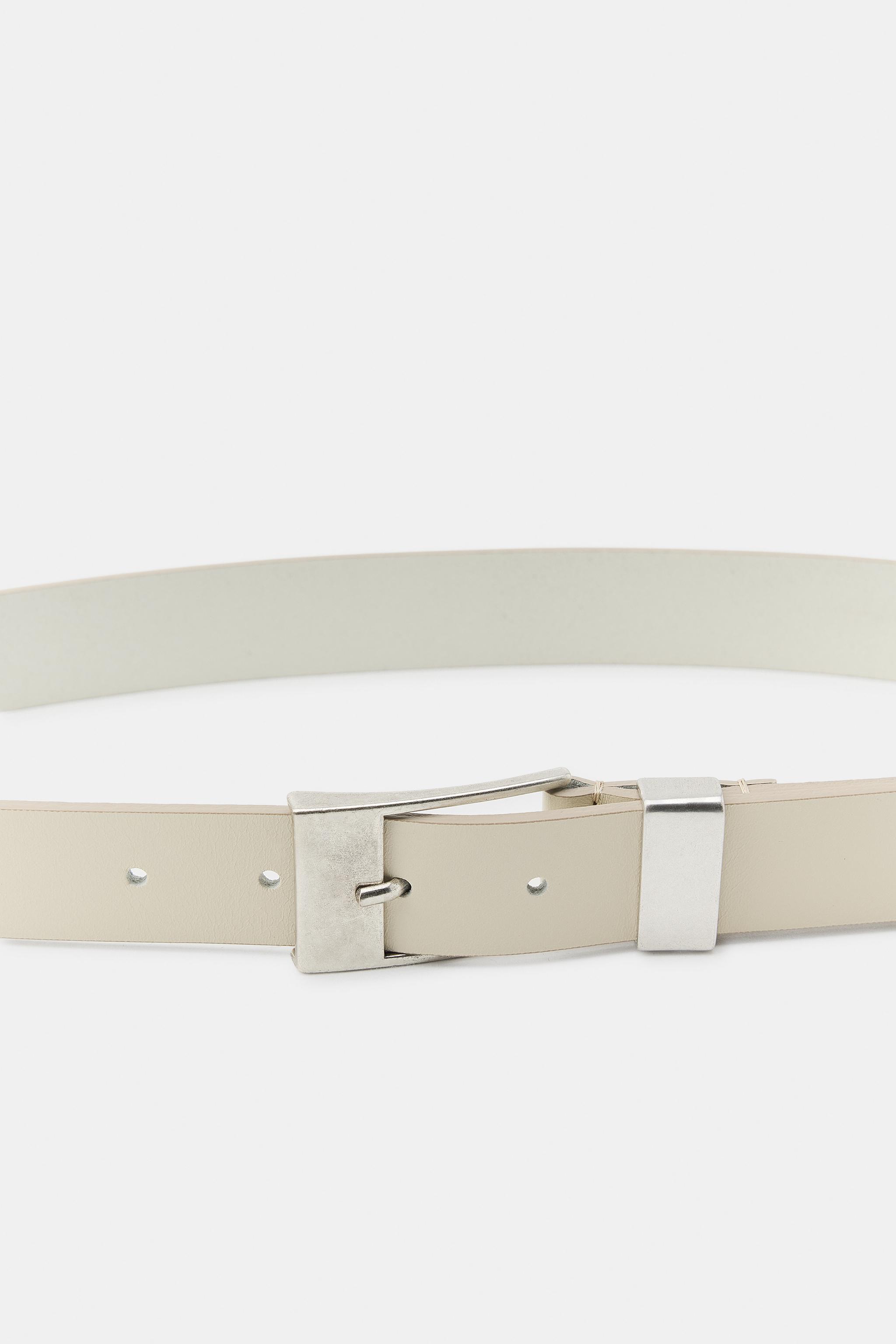 PLAIN 100% LEATHER BELT WITH SQUARE BUCKLE