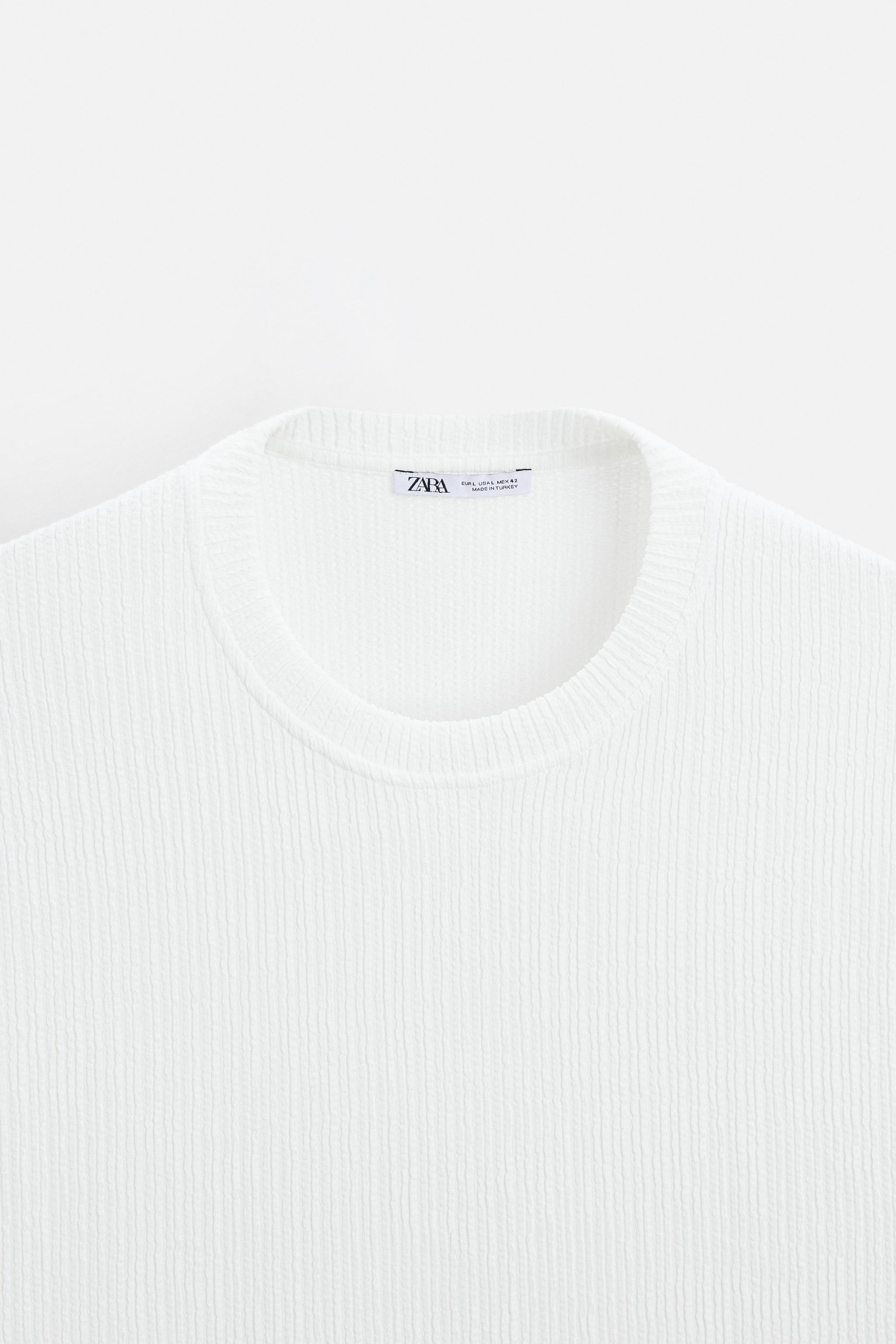 ★ドイツ発*ZARA*新作*テクスチャージャガードTシャツ/WHITE★ テクスチャジャカードTシャツ - オフホワイト | ZARA Japan / 日本