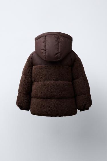 MANTEAU EFFET MOUTON BIMATIÈRE - Chocolat de Zara - Image 3