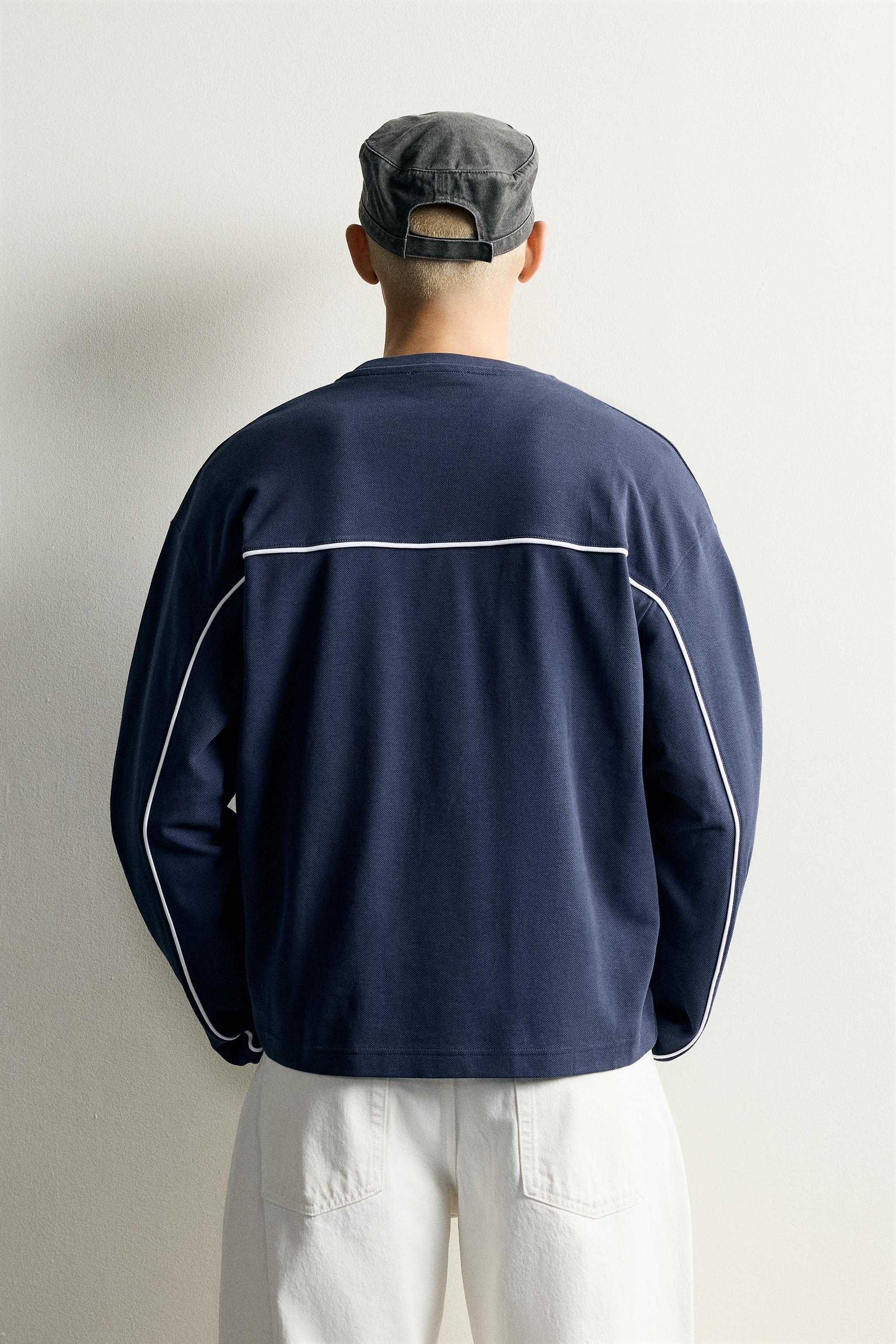 Zara KONTRAST DETAYLI DOKULU İŞLEMELİ SWEATSHIRT görsel 3