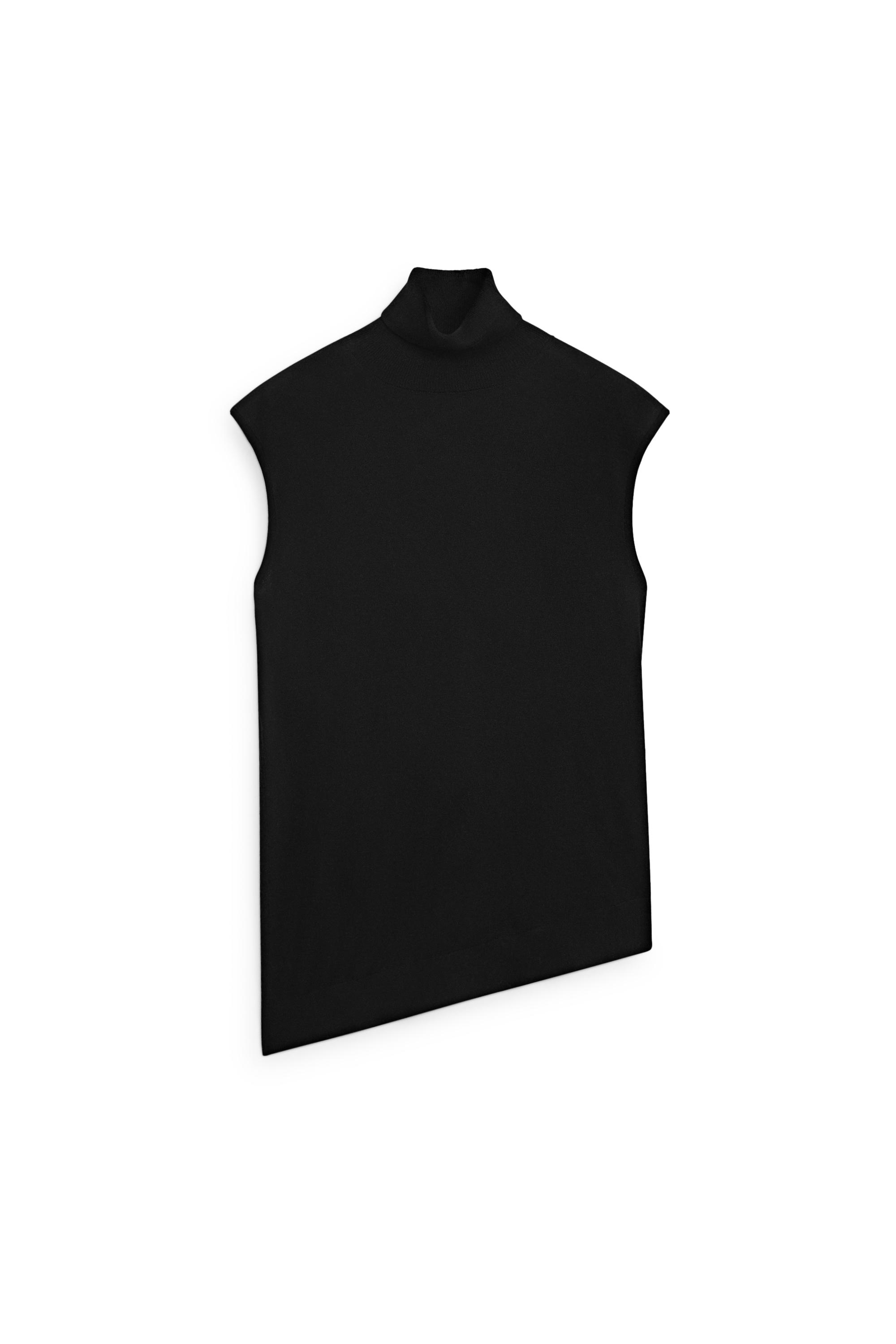 Asymmetric hem turtleneck top - Black | ZARA United States