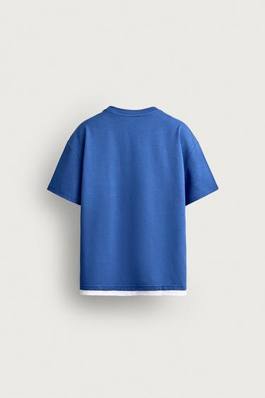 T-SHIRT COUPE RELAXED À CONTRASTES - Bleu roi de Zara - Image 7