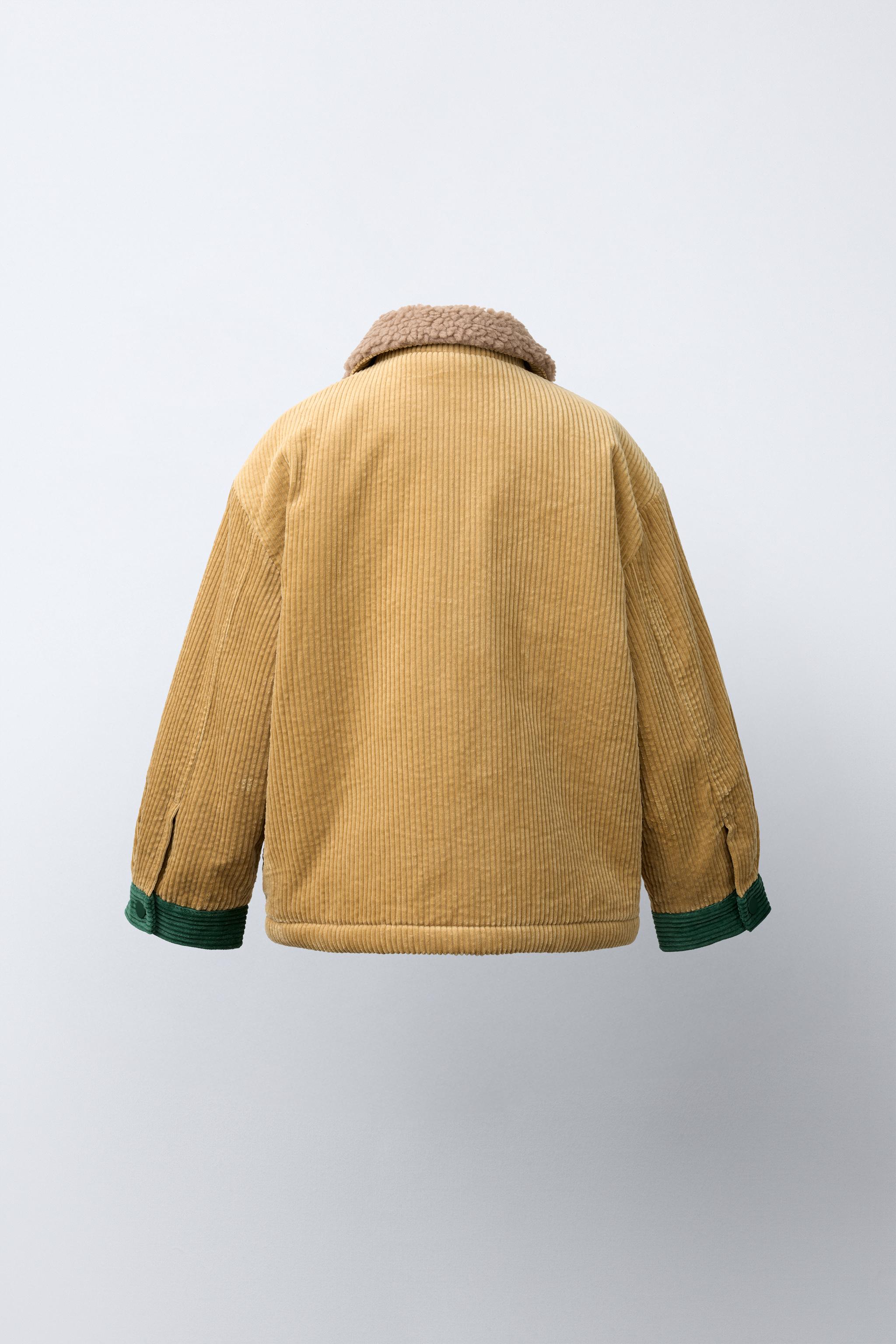 BLOUSON EN VELOURS CÔTELÉ COLOR BLOCK DOUBLURE EFFET MOUTON