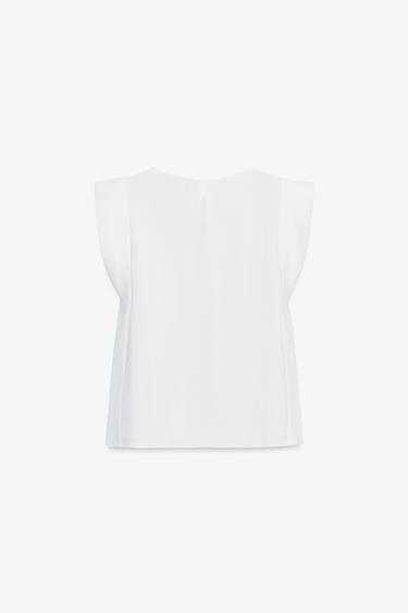 SLEEVELESS TOP WITH DEFINED SHOULDERS - Oyster-white by Zara - Image 4