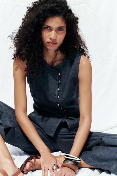 DOUBLE-BREASTED LINEN WAISTCOAT - Indigo by Zara - Image 1
