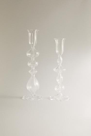 Zara TRANSPARENT GLASS CANDLESTICK - Glass - Image 0