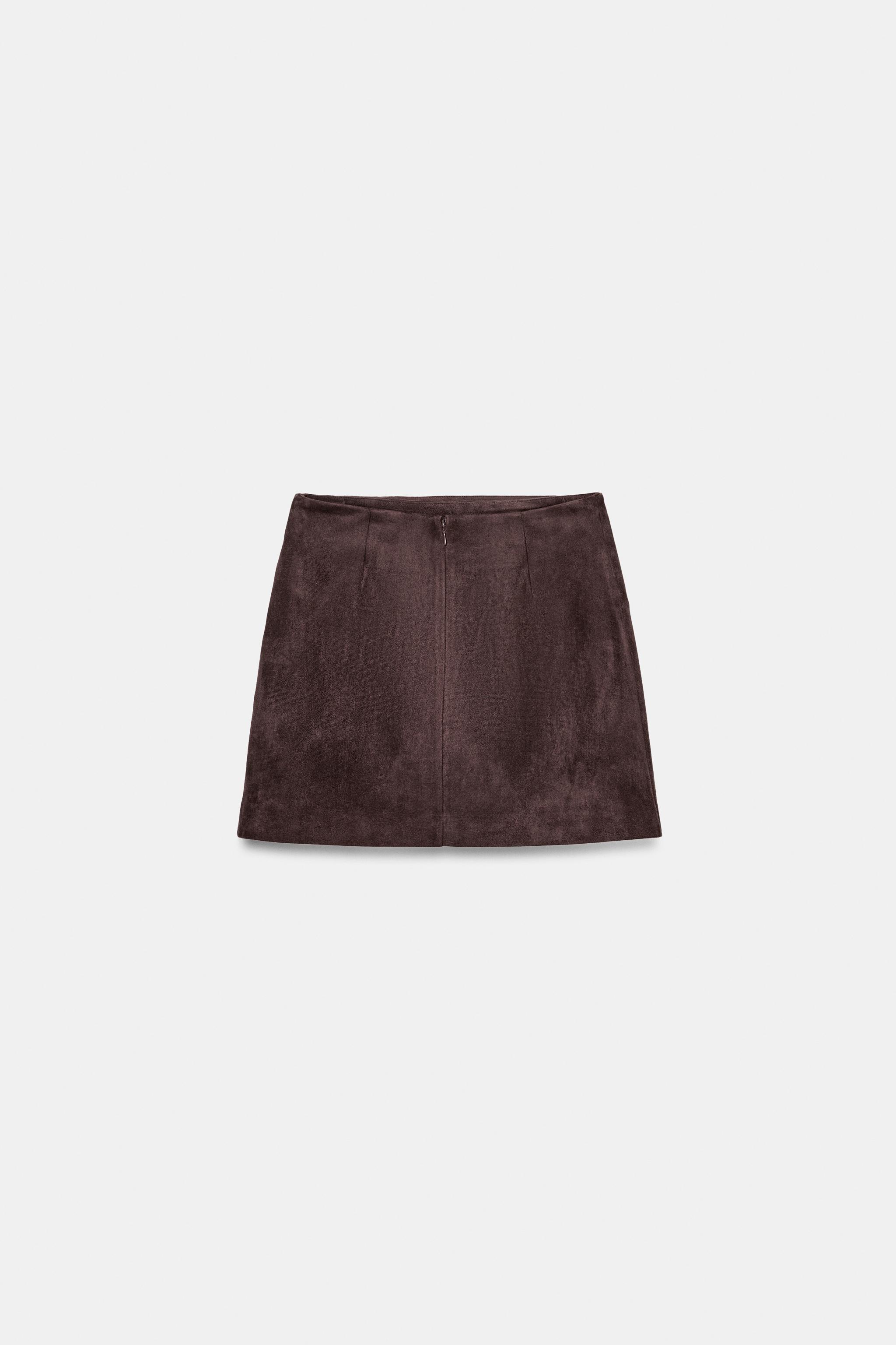 FAUX SUEDE BUCKLE MINI SKIRT