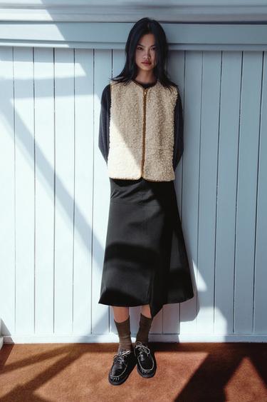 ASYMMETRIC MIDI SKIRT - Faded black by Zara