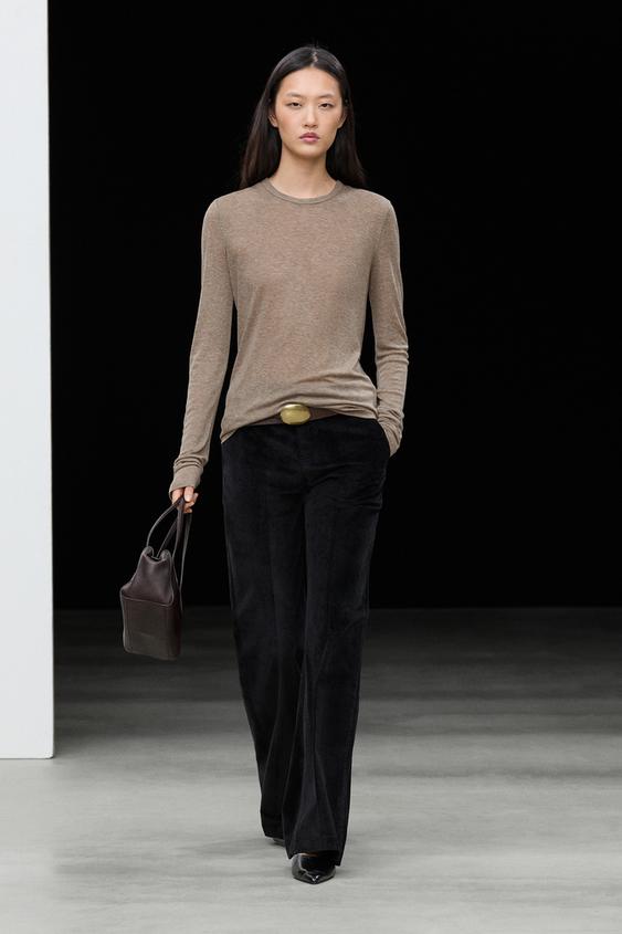 Zara Long sleeve wool-blend T-shirt - Black gold - Image 0
