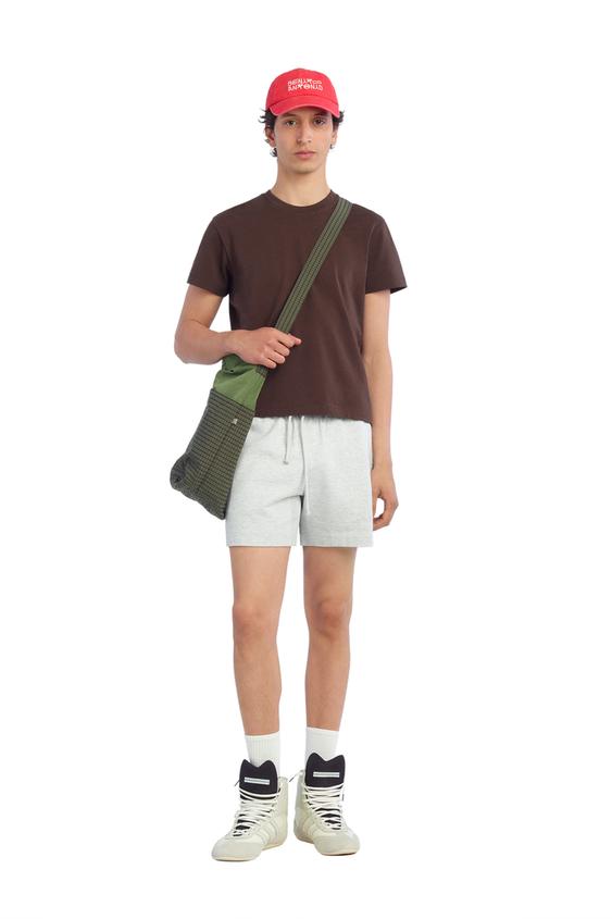 Zara CROPPED SLIM FIT T-SHIRT - Brown - Image 0