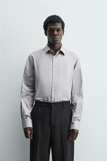 CAMISA SLIM FIT ESTRUCTURA - Gris de Zara