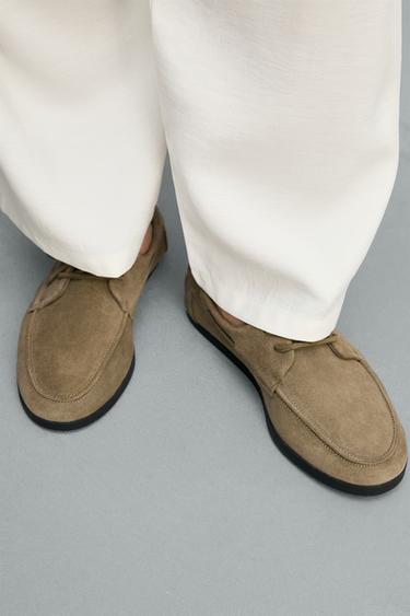 LEATHER DECK SHOES - Taupe Grey by Zara - Image 2