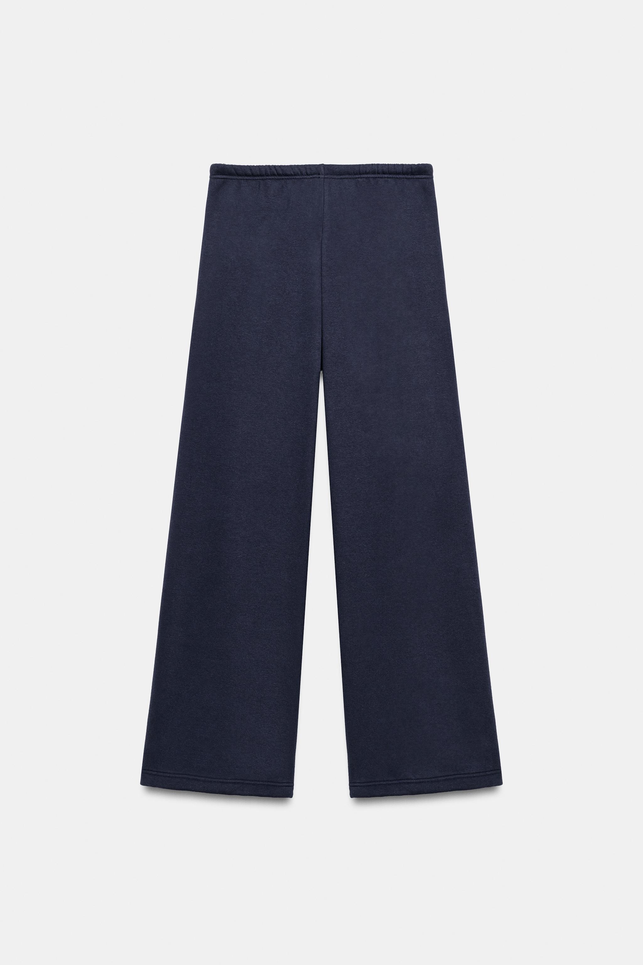 PANTALON EN MOLLETON BASIQUE DROIT À BAS AJUSTABLE