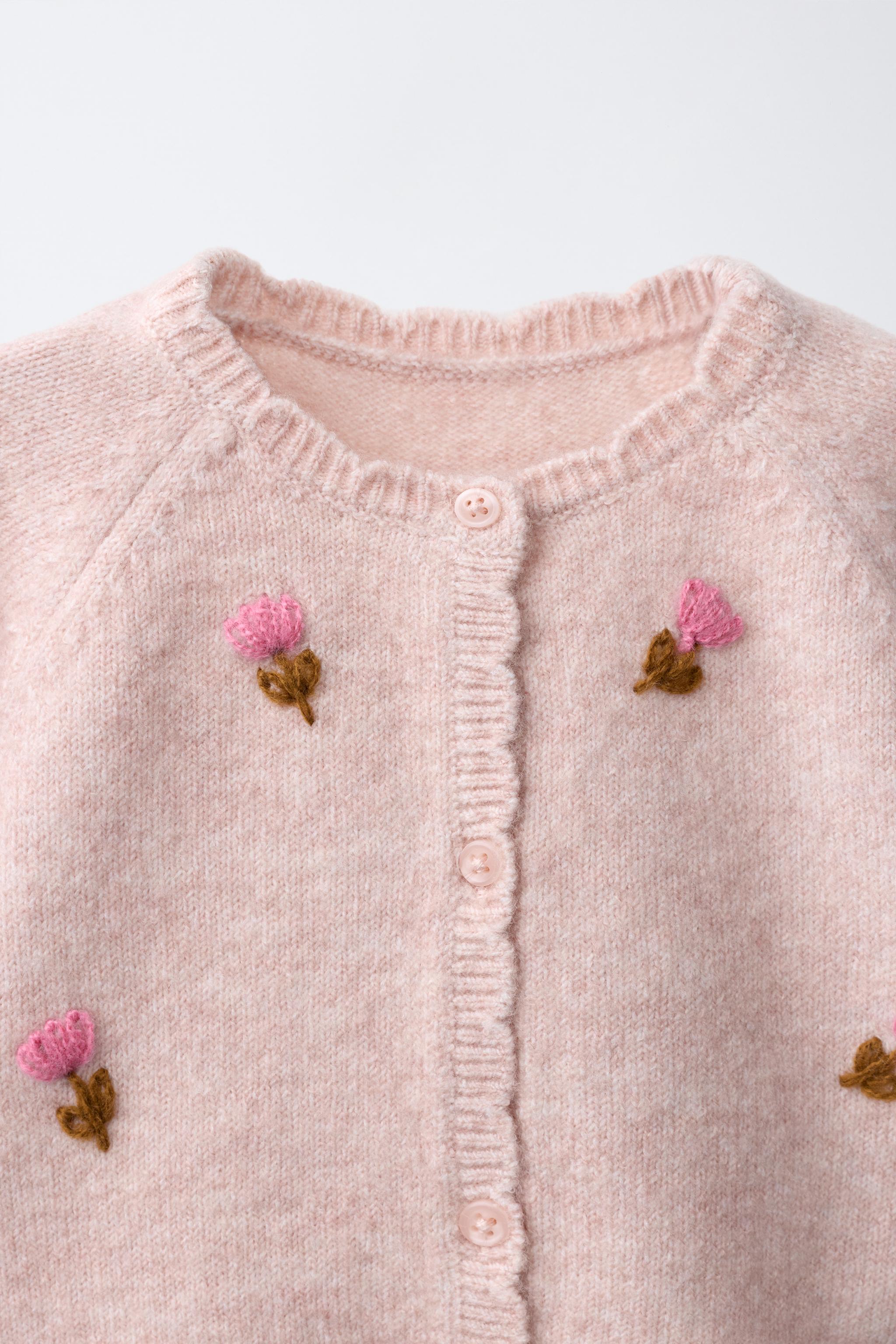 CARDINGAN WITH EMBROIDERED FLOWERS - Pale pink | ZARA India