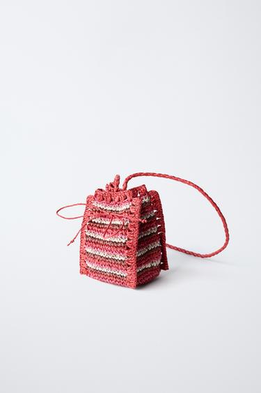 MINI RAFFIA-EFFECT CROSSBODY BAG - Red by Zara - Image 1