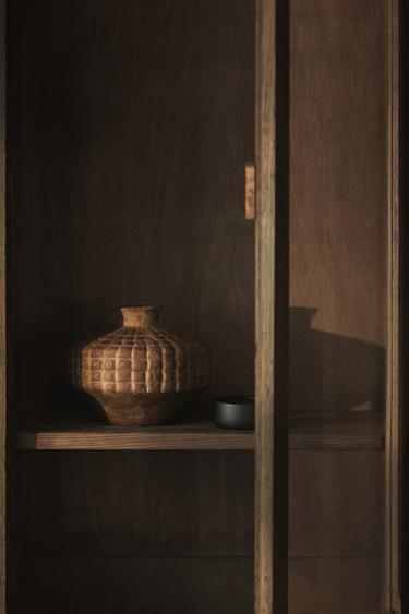 Zara CERAMIC VASE WITH SQUARES - Brown