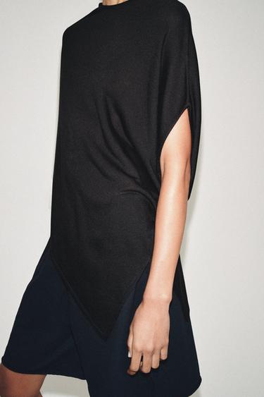 Zara ASYMMETRIC KNIT TOP - Black