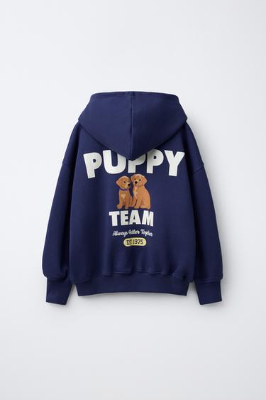 DOG SLOGAN PRINT HOODIE - Blue by Zara - Image 1