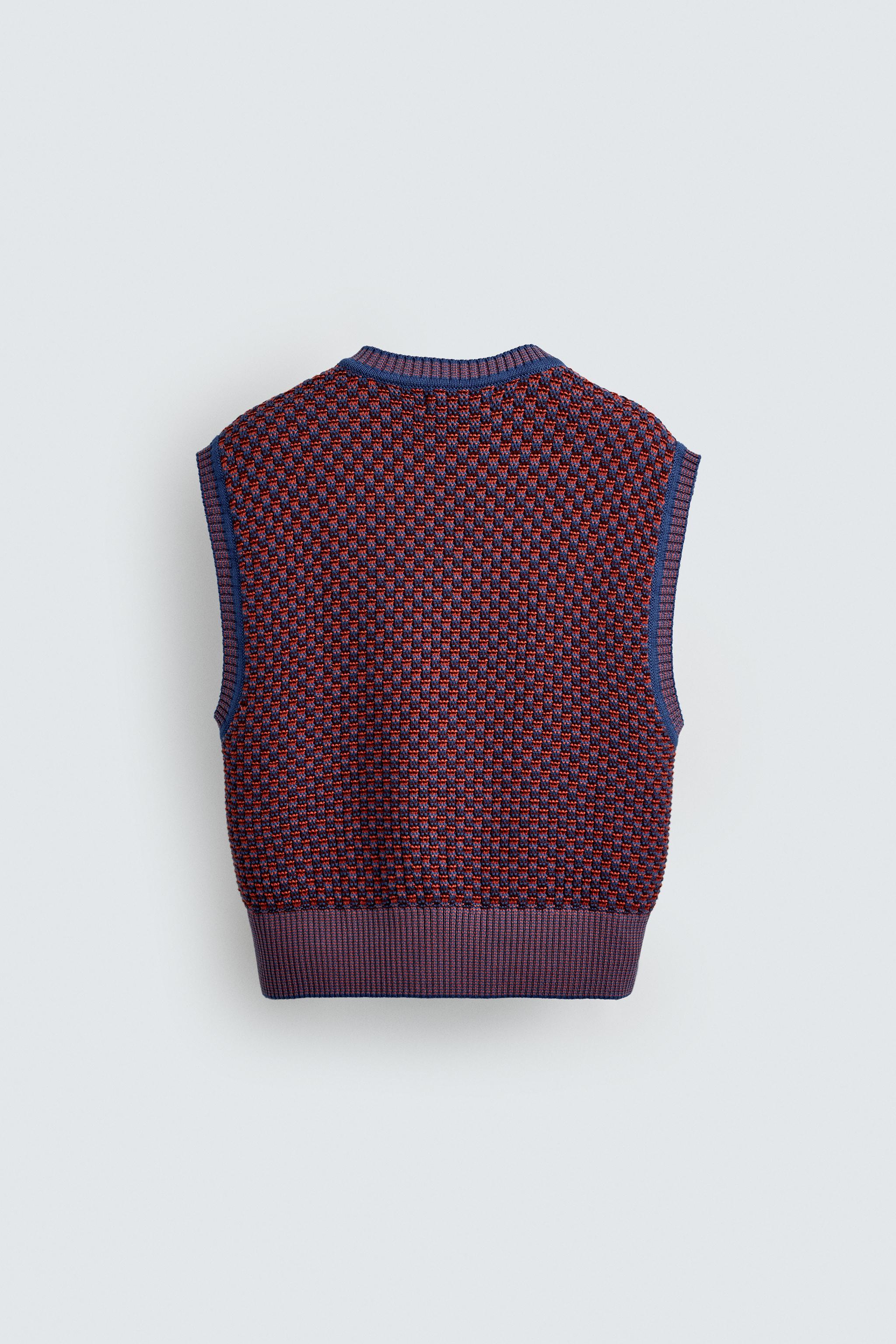KNIT VEST WITH CONTRAST DETAIL - Red | ZARA Georgia