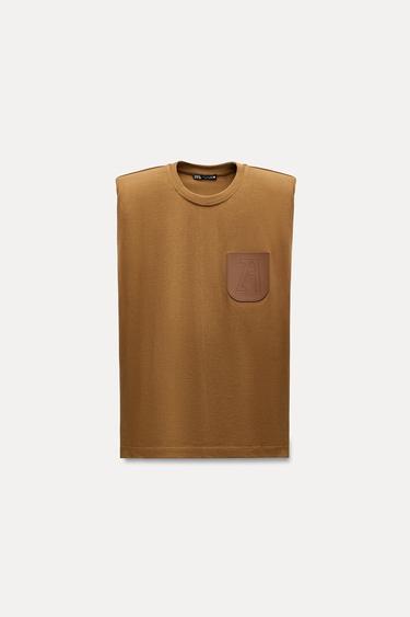 TOP WITH PADDED SHOULDERS AND LABEL - Copper by Zara