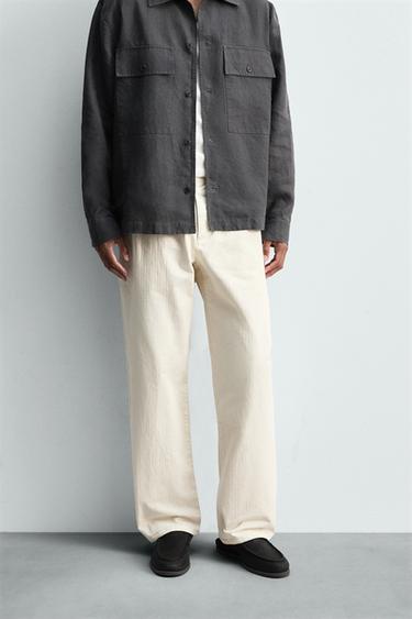 PANTALON PLIS CHEVRONS - Écru de Zara - Image 1