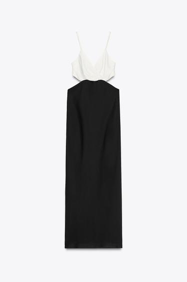 VESTIDO MIDI COMBINADO CUT OUT - Blanco / Negro de Zara