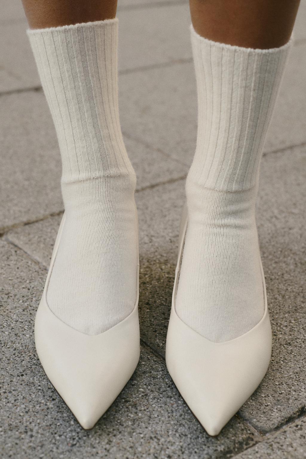 WOOL BLEND RIBBED SOCKS