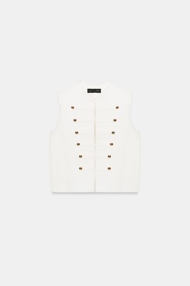 BUTTONED WAISTCOAT TOP - White by Zara - Image 6