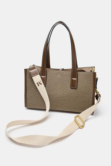 WOVEN TOTE BAG - Taupe Grey by Zara - Image 3