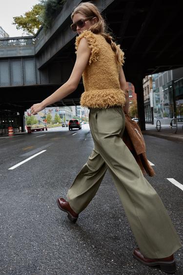 PAPER BAG TROUSERS WITH BELT - Greenish by Zara - Image 4