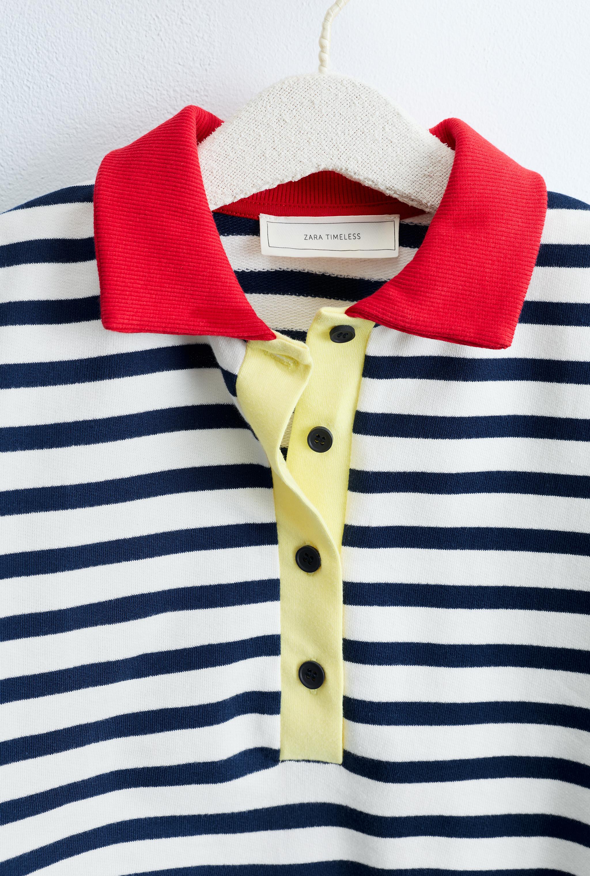 Детские рубашки Zara TIMELESS - CONTRAST COLLAR STRIPED POLO SHIRT — фото 4