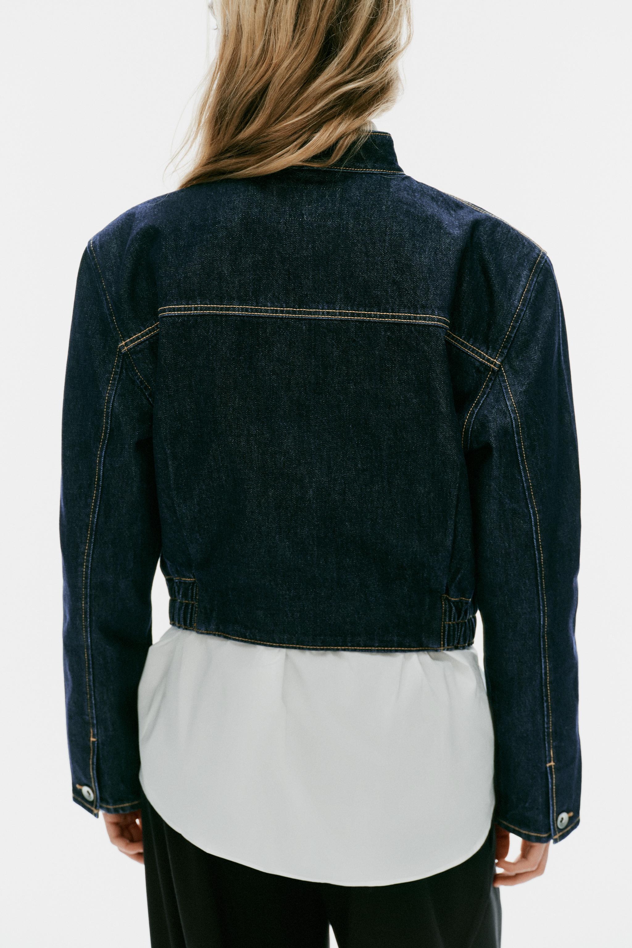 Женские куртки Zara TRF DENIM CROSSOVER BOMBER JACKET — фото 5
