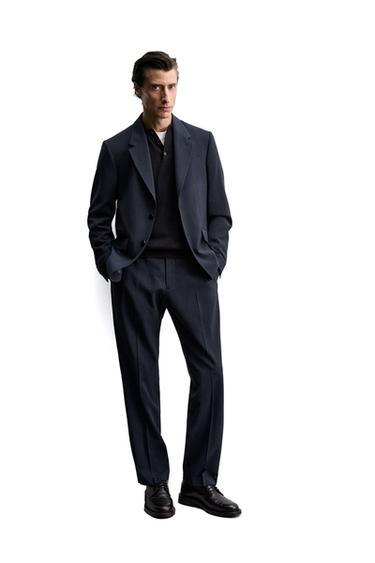 BLAZER DE FATO 100% LÃ - Azul-marinho da Zara