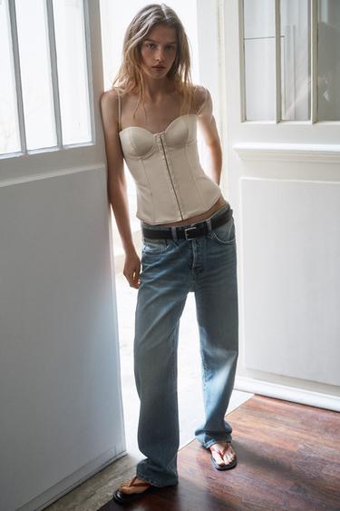 TOP CORSET À BRETELLES - Beige de Zara