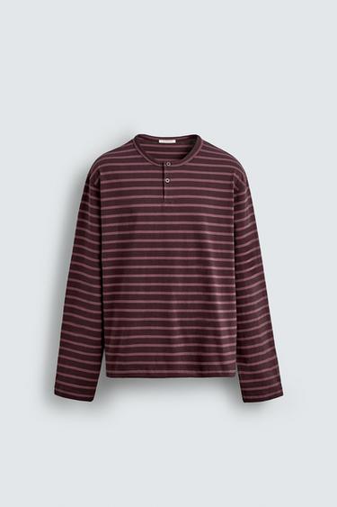 CAMISETA CUELLO PANADERO RAYAS - rayas de Zara