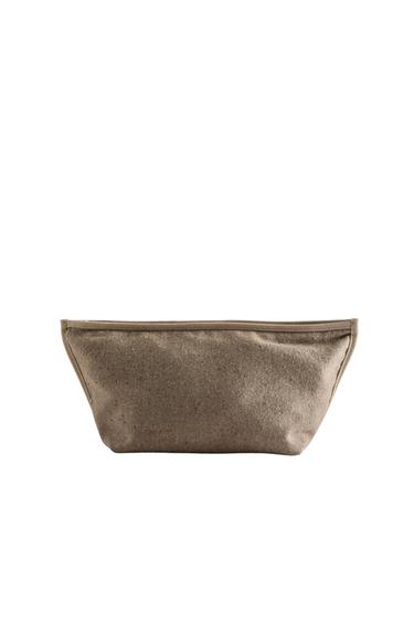 LARGE FABRIC WASH BAG - Taupe Grey by Zara - Image 0