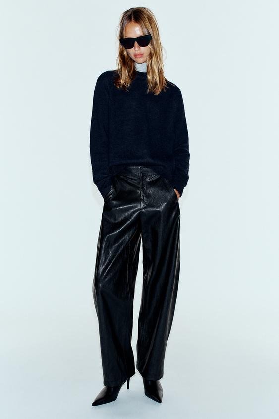 WOOL BLEND AND ALPACA JUMPER - Navy blue by Zara - Image 0