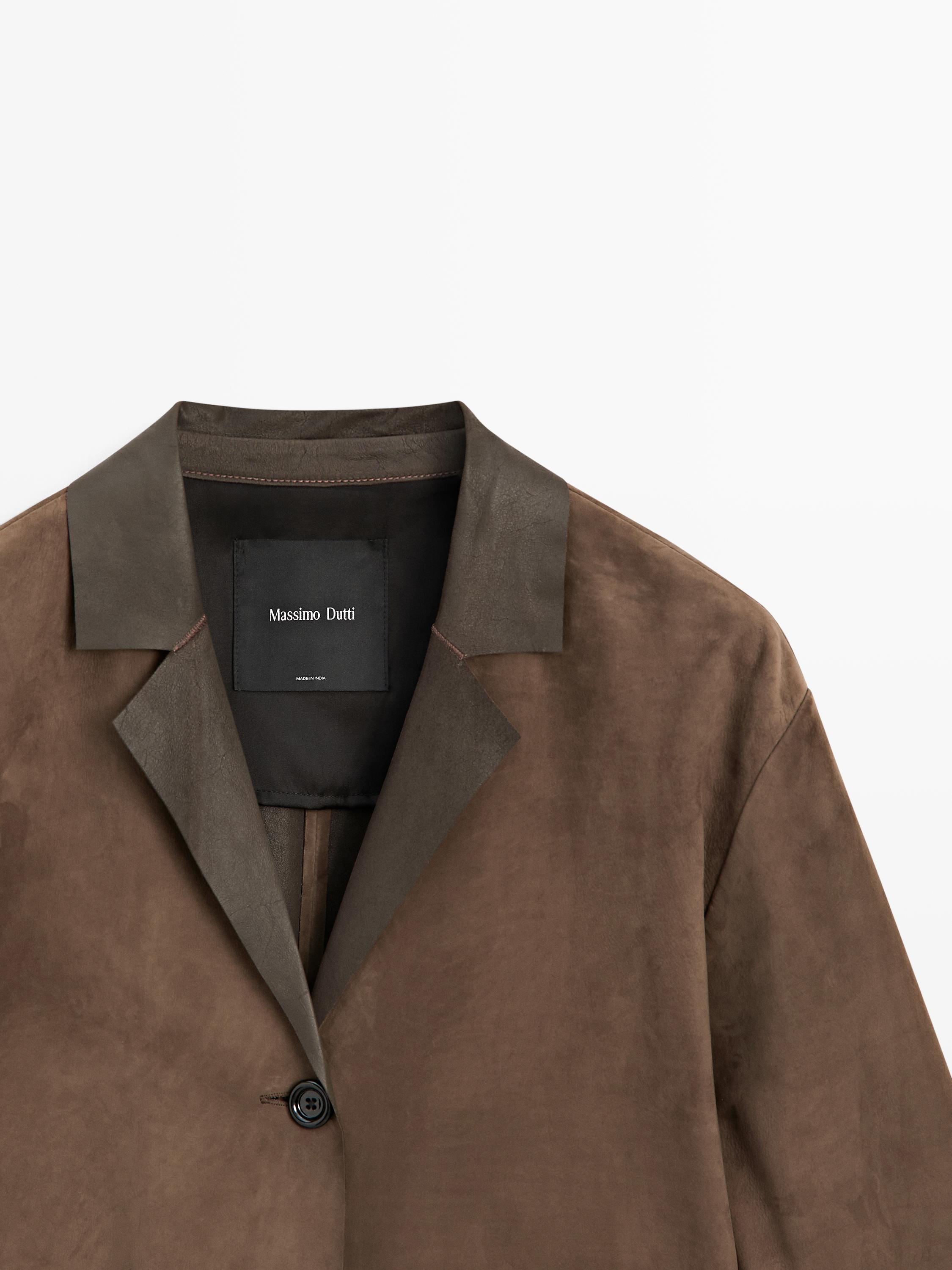 Long suede leather coat