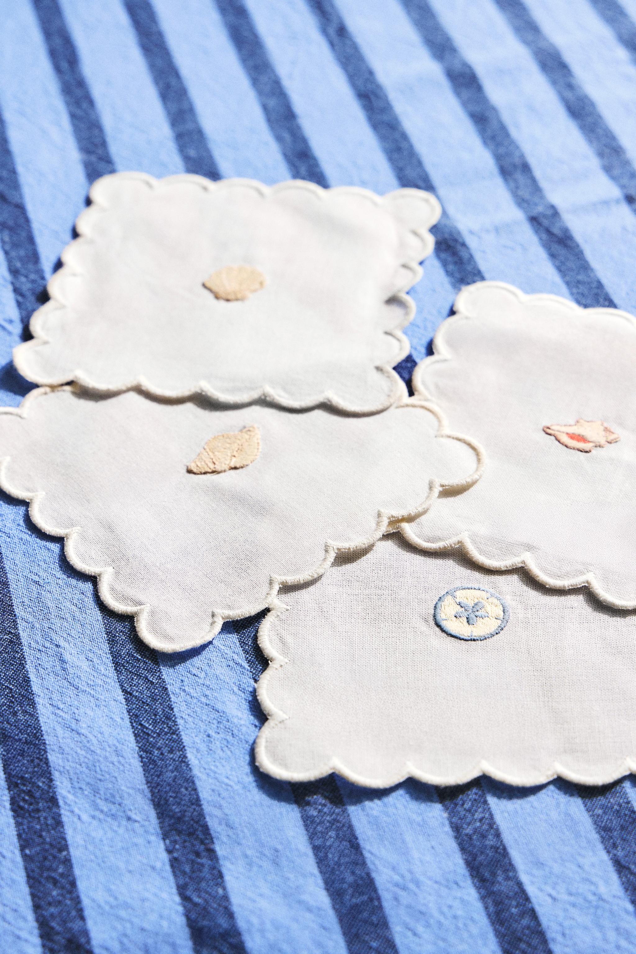 RAMIE SHELL COASTER SET (PACK OF 4) — White